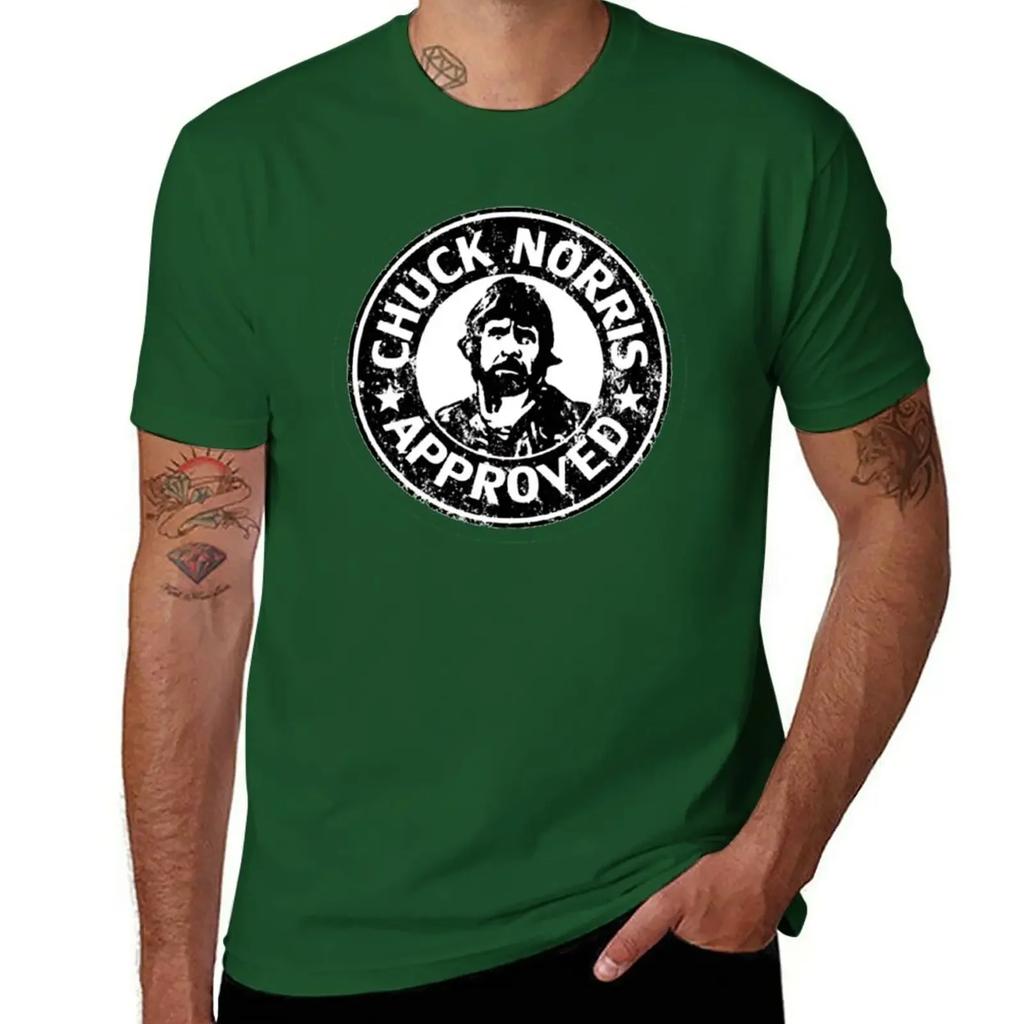 T-shirt Approvata da Chuck Norris magliette nere vestiti kawaii uomo magliette bianche