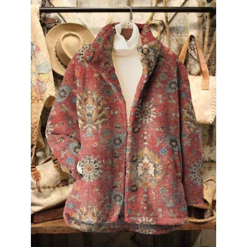 Womens Stand-Up Collar Fleece Sweatshirt With 3D Digital Floral Print Casual Long Sleeve Top Fall 2025