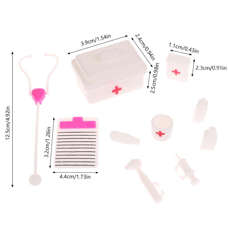 10Pcs/Set Dollhouse Miniature Hospital Stethoscope Mini Syringe Medical Appliances Medical Tool Model Medical Scene Decor Toys