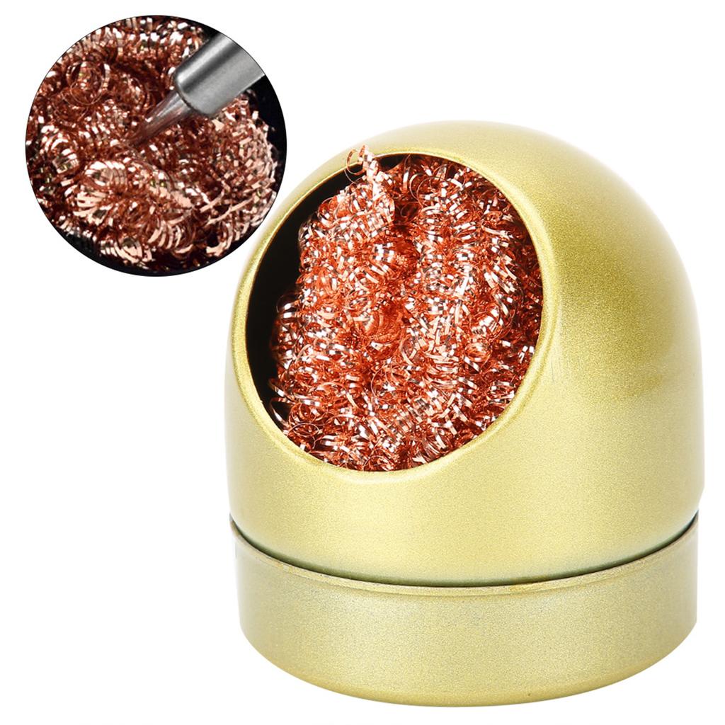 Soldering Iron Tip Cleaner Welding Nozzle Cleaner Metal Wire Balls with BaseGold
