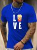 White Unisexs Tee Love French Fries Graphic Crew Neck Cotton Short Sleeve Food Style Male Street Summer Soft Daily Casual Wear