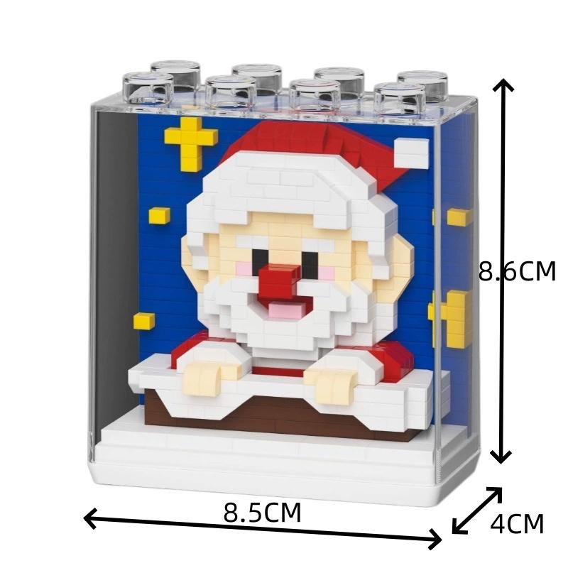 DIY AUSSTELLUNGSBOX Weihnachtsbaum Weihnachtsmann Glocke Lebkuchenmann Schneemann Elch Geschenk Bausteine Modell Ziegel Kinder Sets Bausätze Spielzeug