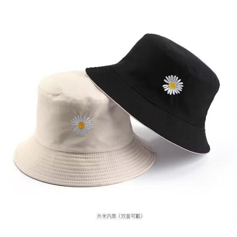 Unisex Zweiseitiger Gänseblümchenhut Mit Kurzer Krempe Baumwoll-Polyester Sonnenschutzmütze Outdoor Reisen Strand