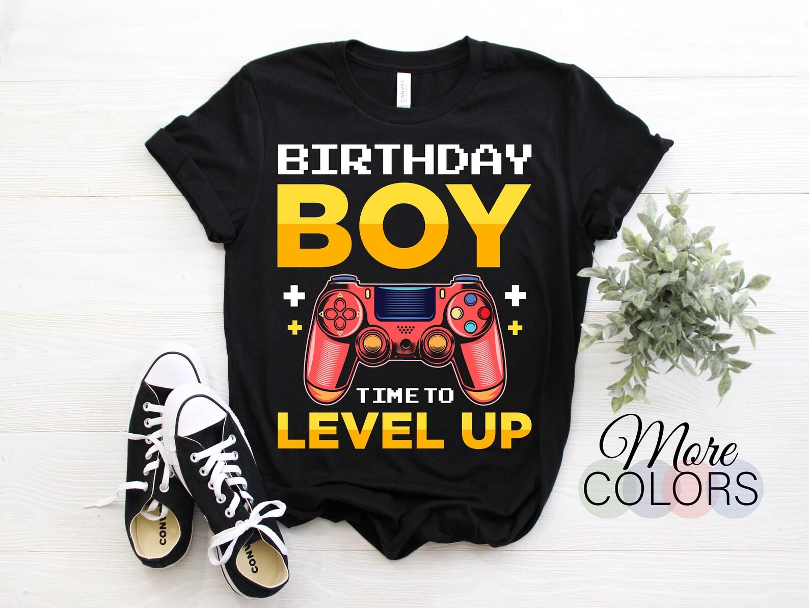 Birthday Boy Time To Level Up Video Game Birthday Gamer Gift T-Shirt, Perfect Gift Gaming Lover, Boys Who Are Turning 6, 7, 8, 9, 10, 11 12, 100