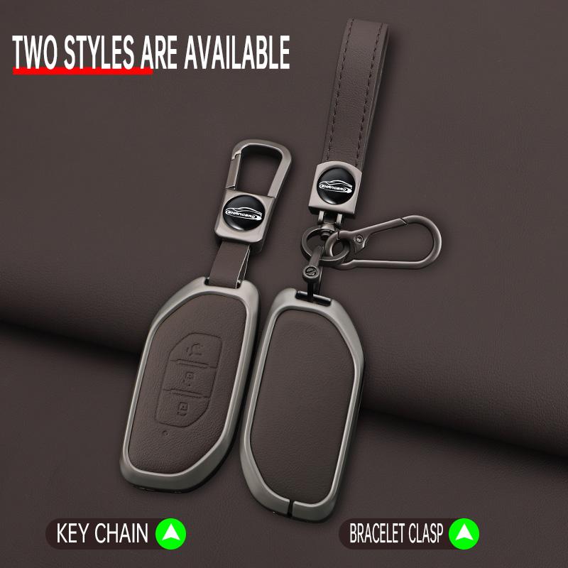 Zinc Alloy Leather Car Key Case Fob Cover Protector Holder Shell For Dongfeng Forthing Fengxing T5 Evo Keychain Accessories