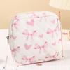 Cute Quilted Sanitary Napkin Organizer Bag Cotton Large Capacity Women's Mini Clutch Bag Zipper Keychain Earphone Coin Purse