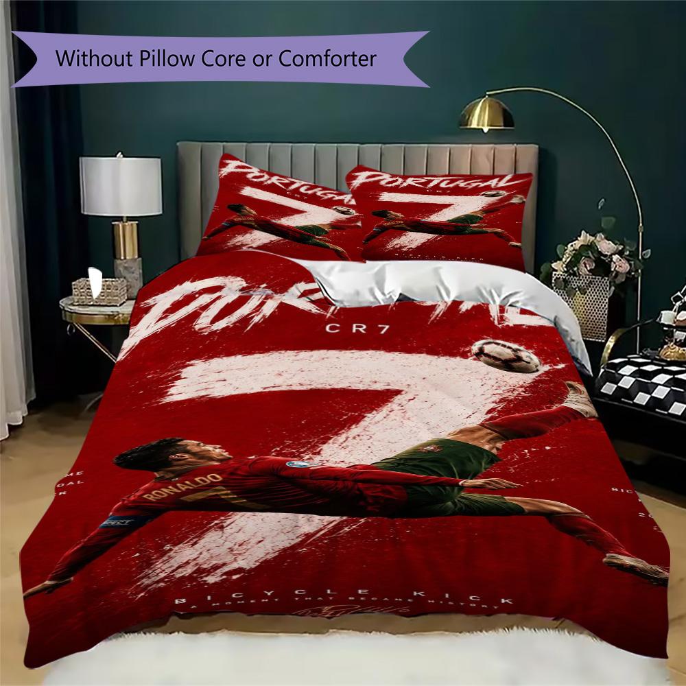 LFC Lourosa 3Pcs Bedding Set Black Yellow Vertical Stripe Lion Badge Print Duvet Cover 2 Pillowcases Football Fan Bedding