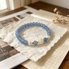 Ocean Blue Bracelet Women Korean Simple Small Design Daily Exquisite Beaded Camellia Jewelry Gentle Wear Style