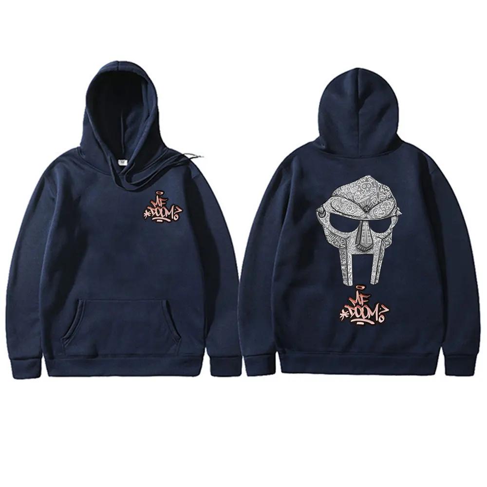 2026 Felpa con Cappuccio Grafica MF DOOM Hip Hop Rapper Maschera Modello Stampa Fronte Retro Casual Manica Lunga Uniseks Oversize Streetwear Felpa con Cappuccio