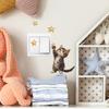Cartoon Kitten Picking Stars Bedroom Living Room Switch Background Beautification Wall Stickers