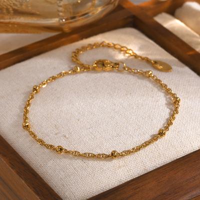 Stainless Steel Water Wave Bead Chain Bracelet for Women Gold Color Vintage Bracelets Jewelry Gifts