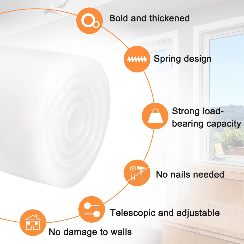 Uxcell Tension Curtain Rod Adjustable Diameter White Spring Tension Rod for Doorway Kitchen Telescoping Tension Rod No Drilling Required 39-75" 0.51"