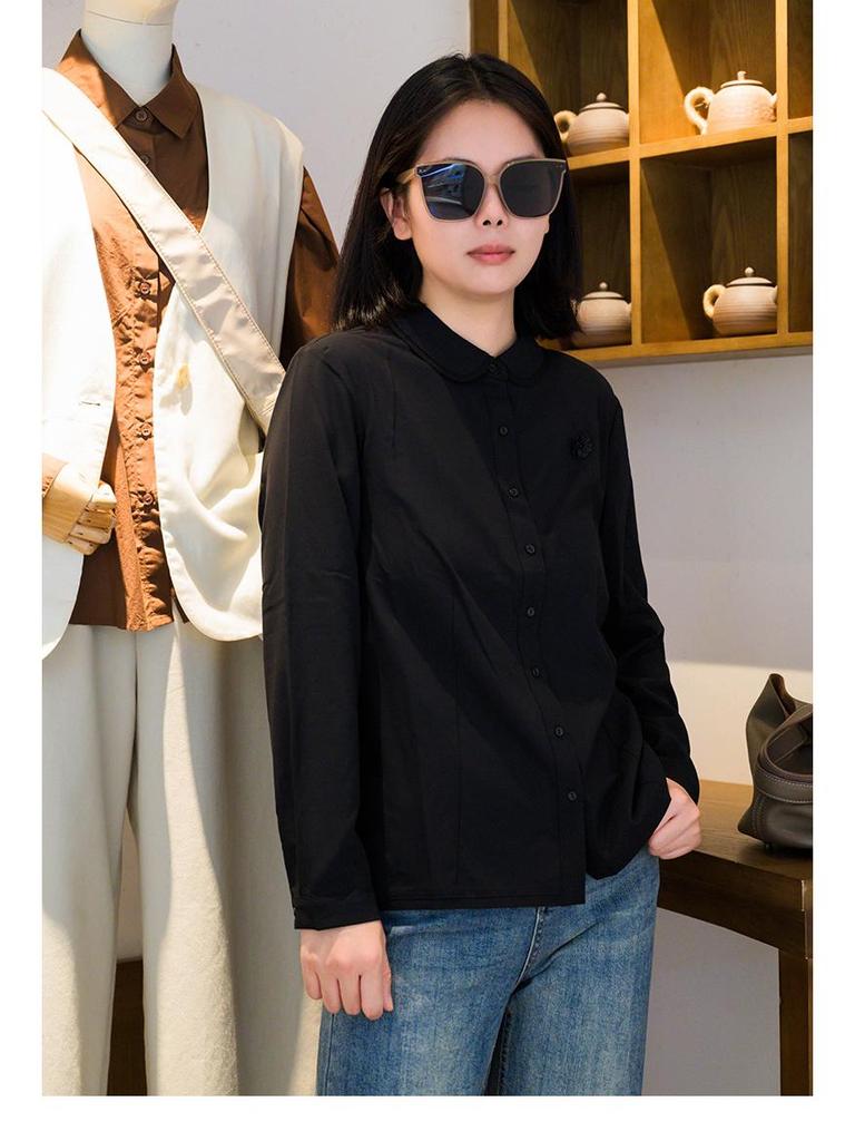 YUN Ink Black Women's Loose Casual Long-Sleeve Shirt Jacket - 2025 Autumn Collection
