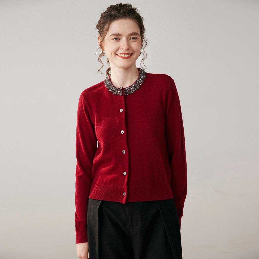 2025 A/W Women's Beaded Cashmere Loose Knit Cardigan