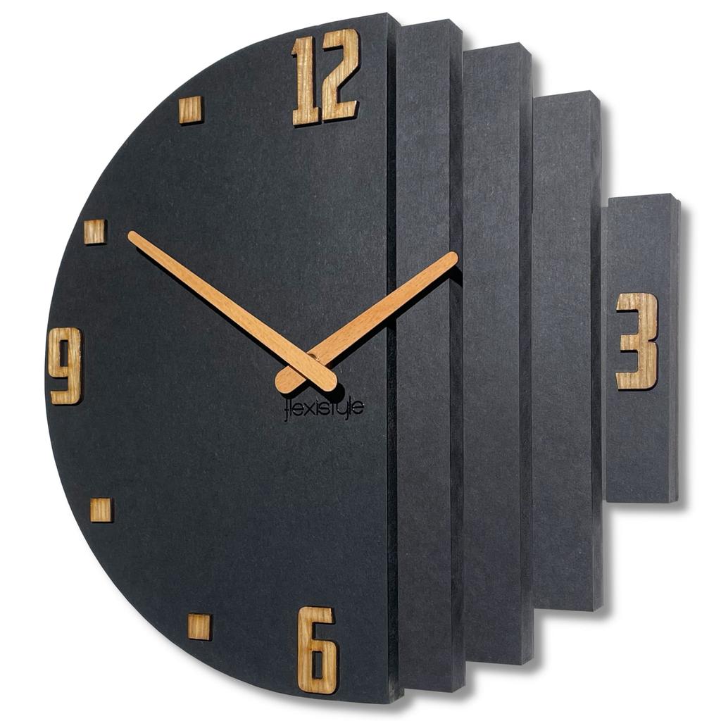 Asymmetry wooden wall clock 30cm black