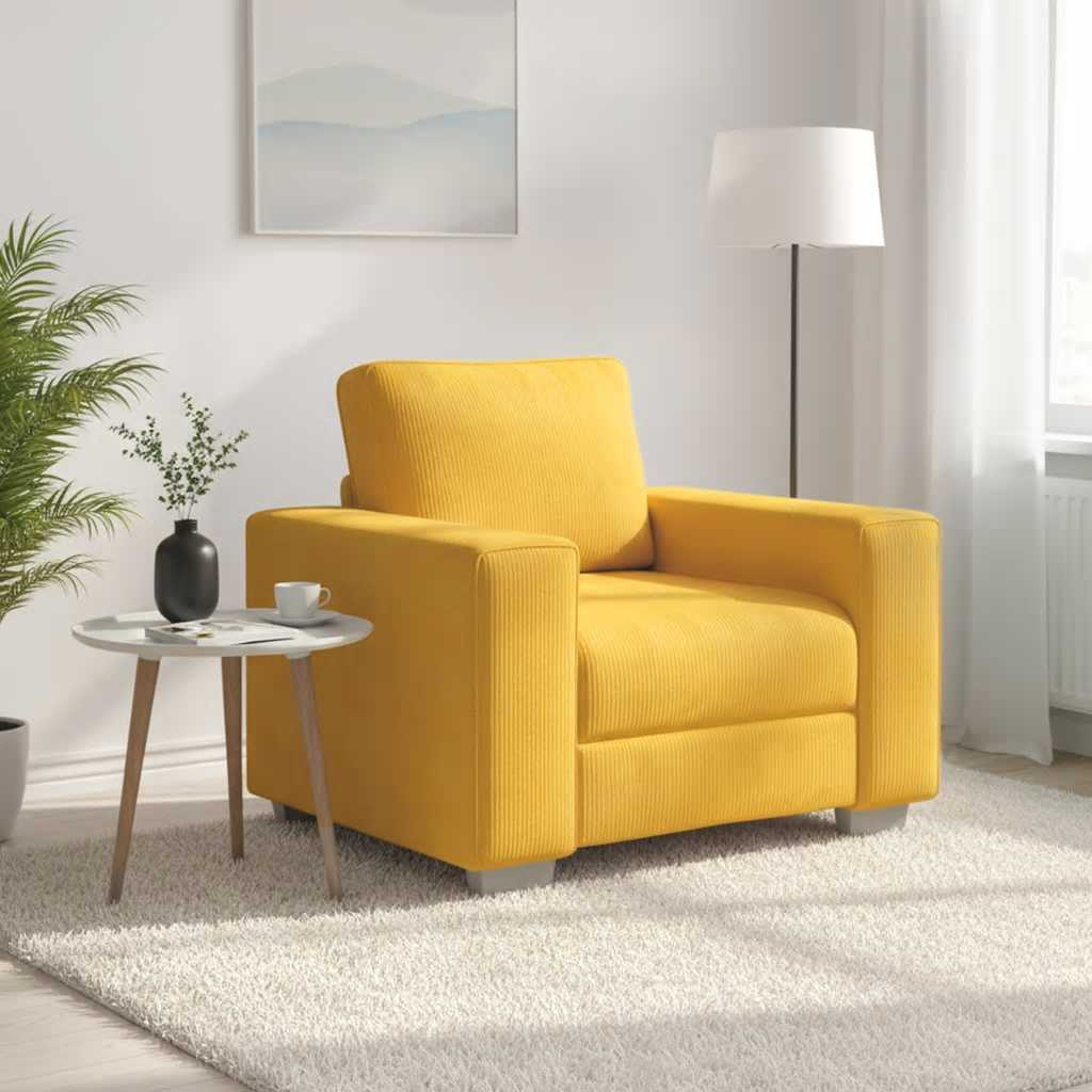 Armchair Light Yellow 100x77x82 cm Corduroy