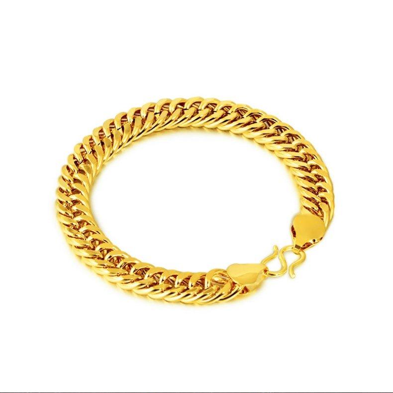 Men's Domineering Gold-Plated Whip Chain Bracelet - Brass, Fashionable and Bold Design
