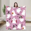 Cute Ghost Pumkin Skull Bat Blanket Warm Soft  Throw Blanket Winter Decorative Couch Chair Sofa Bed Street Trend Bedspread