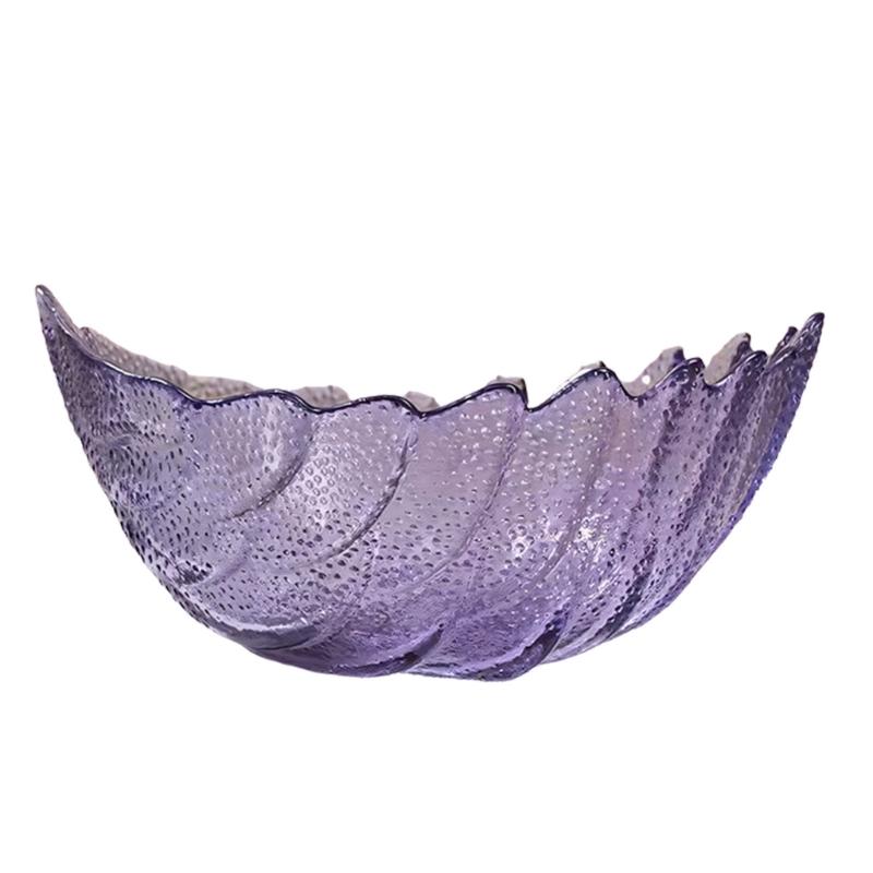 Contemporary Feathered Themed Glass Serving Dish Spacious And Stable For Fruits Treats Or Centerpiece Decoration