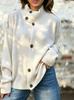 Autumn/Winter Women's High Collar Button-Embellished Knit Cardigan