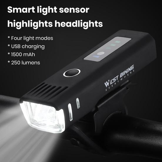 

Bicycle Headlight High Lumens Super Bright Waterproof Multiple Lighting Modes Rechargeable Intelligent Bike Front Light