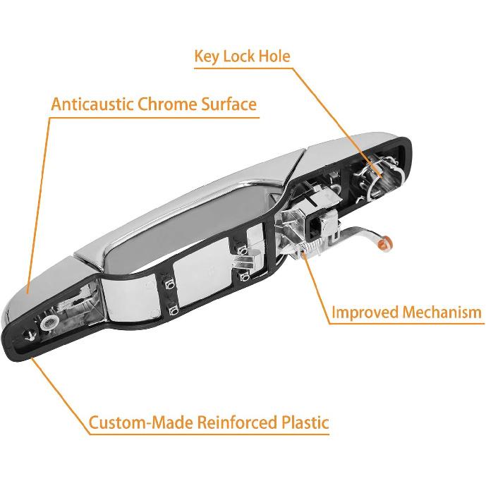 Exterior Chrome Door Handle Front Left Driver Side | Replacement For 2007-2013 Chevy Silverado Suburban Tahoe Avalanche GMC Sierra Yukon Cadillac