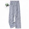 Summer men's cotton and silk pajama pants plaid home pants loose can be worn outside beach long pants youth artificial cotton