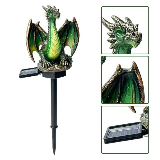 Solar Powered Magical Dragon Ornaments Garden Light, Waterproof Medieval Statue Lamp, Outdoor Decorative Figurine Stakes Gothic Fantasy Decor