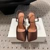 Fashion New Satin Mary Jane Fashion Sandals European American Women's Summer Square Head Thick Heel Shopping Commuting Style High Heels