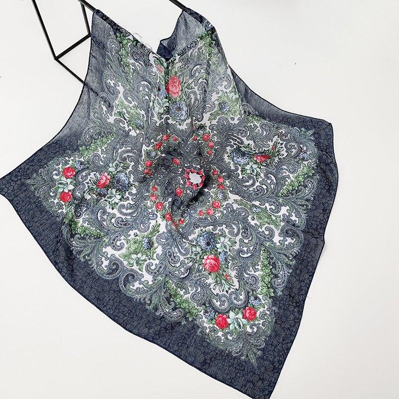 70*70cm Russian Floral Printed Square Bandana Scarf