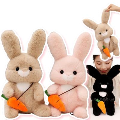 Cartoon Langhaar Karotten Hase Plüschpuppe Kissen Schwarz Braun Rosa Hase Tier Plüsch Beschwichtigungsspielzeug Geburtstagsgeschenk für Mädchen