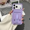 Luxury Card Slot Armor Plain Color Case For 17 Air 16 15 14 13 12 11 Pro Max Plus Shockproof Stand Grip Matte Back Cover