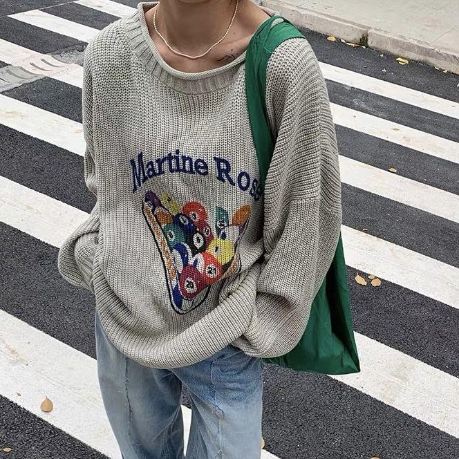 

Женский ленивый стиль, узорный жаккардовый свитер-пальто, дизайнерский нишевый трикотажный топ, свободная повседневная верхняя одежда 3XL