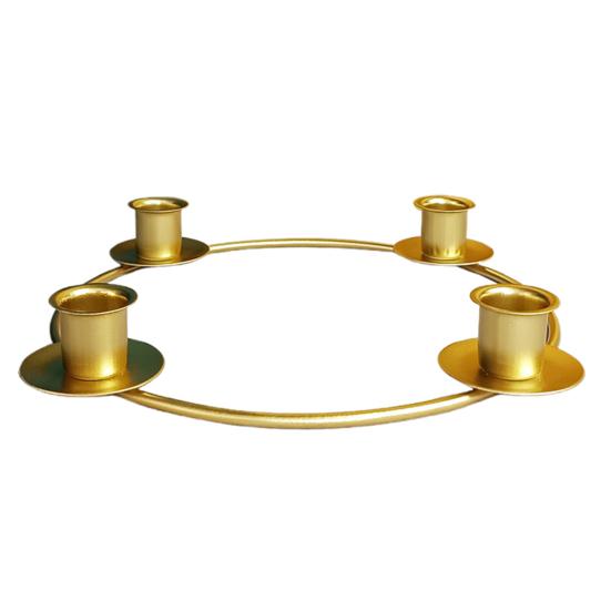 Yousheng Advent Wreath Candle Holder Christmas Candle Ring Stand for 4/5 Taper Candles Gold Metal Advent Wreath Ring for Christmas Holiday Home Party