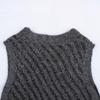 Spring 2025 Women's European V-neck Striped Lurex Knit Sleeveless Vest