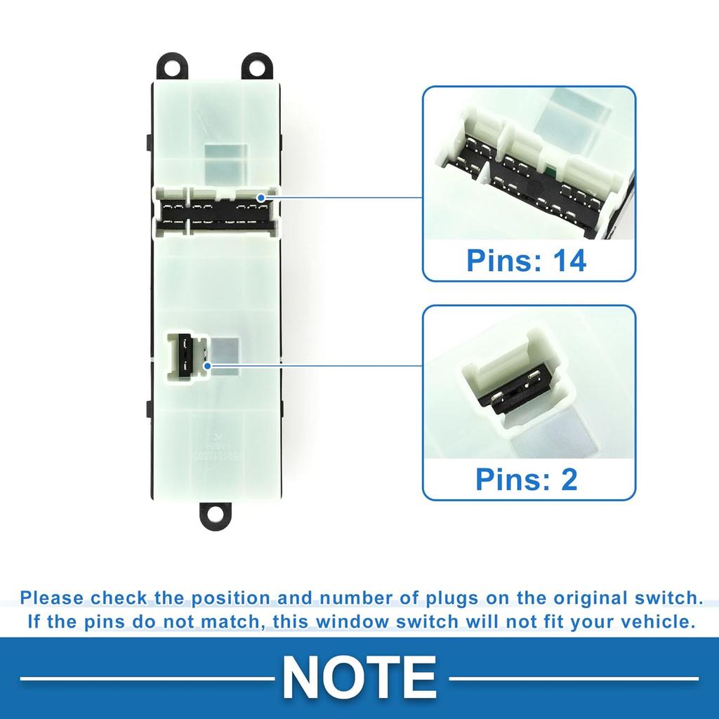 Power Window Switch No.25401ZL10A Front Left Driver Side Window Control Switch for Nissan Armada Quest Pathfinder Black