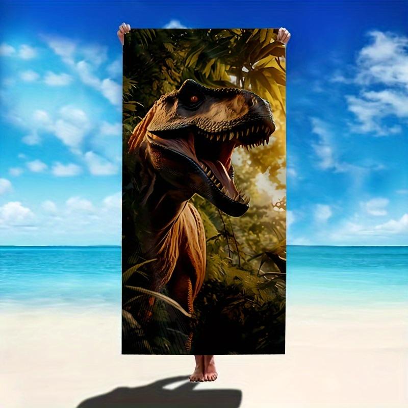 1pc Dinosaur T-Rex Beach Towel Realistic Dinosaur Print Jurassic Park Design Quick Dry Microfiber Bath Towel For Kids Boys