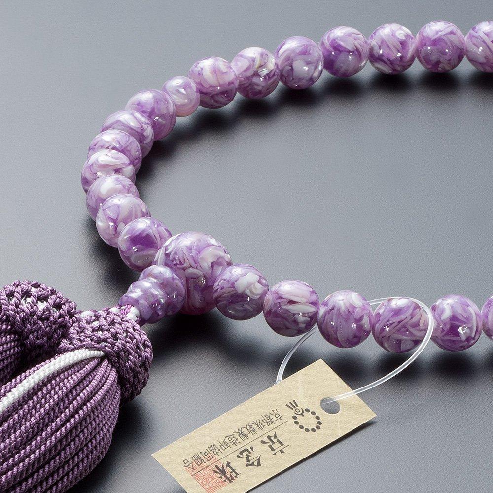 Buddhist Altar Shop Takita Shoten Kyoto Prayer Beads for Women Lavender Shell 8mm Beads Pure Silk Tassel with Head Bead Bag Included Prayer Beads for