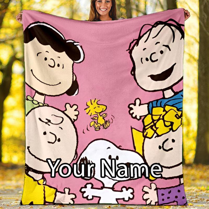 Custom Name Snoopy Theme Printed Blanket - Perfect for Couch, Bed, Travel & Outdoor Use | Machine Washable, Cozy & Durable.
