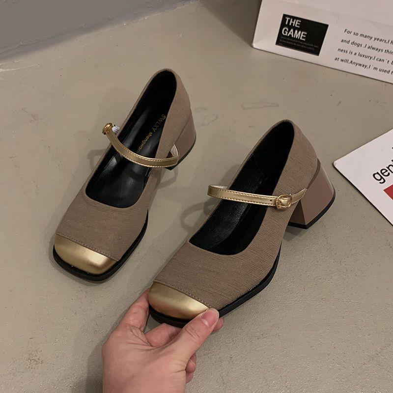 Summer Internet Celebrity Explosion Shows High Retro British Style Single Shoes One-word Buckle Spring Small Mary Jane Shoes