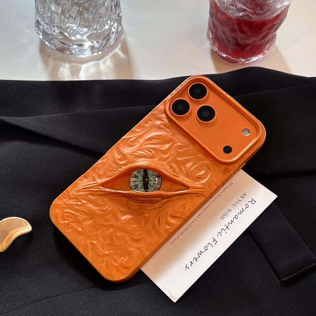 Electroplated 3D Eye Phone Case for iPhone 11-17 Series, TPU Shockproof Cover with Tin Foil Texture, Fashion Art Design