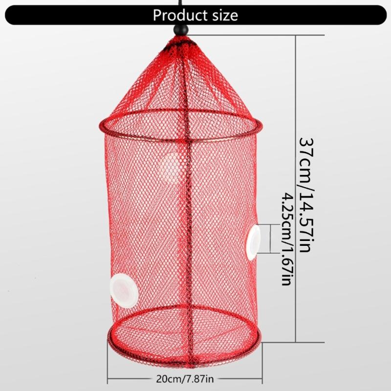 Fishing Baits Trap Foldable Fish Basket for Shrimp Heavy Duty Braided Fishing Net with Storage Bag Basket Baits Cage