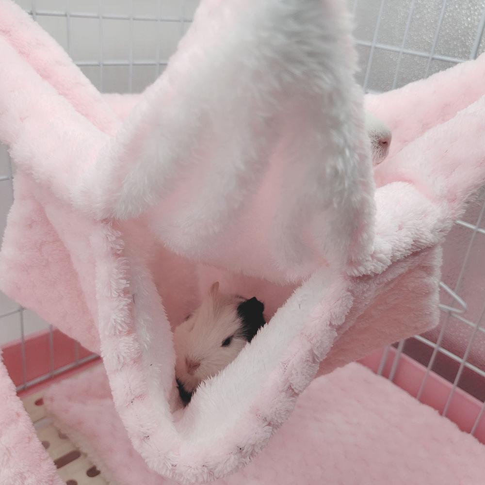 Warm Plush Hamster Hammock Small Animal Double-layer Thicken Sleeping Bag Nest Pets Rat Squirrel Hanging Cage House