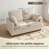 Corduroy Sofa, 2-Seater, 144 cm Wide, Wide Padded Seat, 2 Cushions, Beige