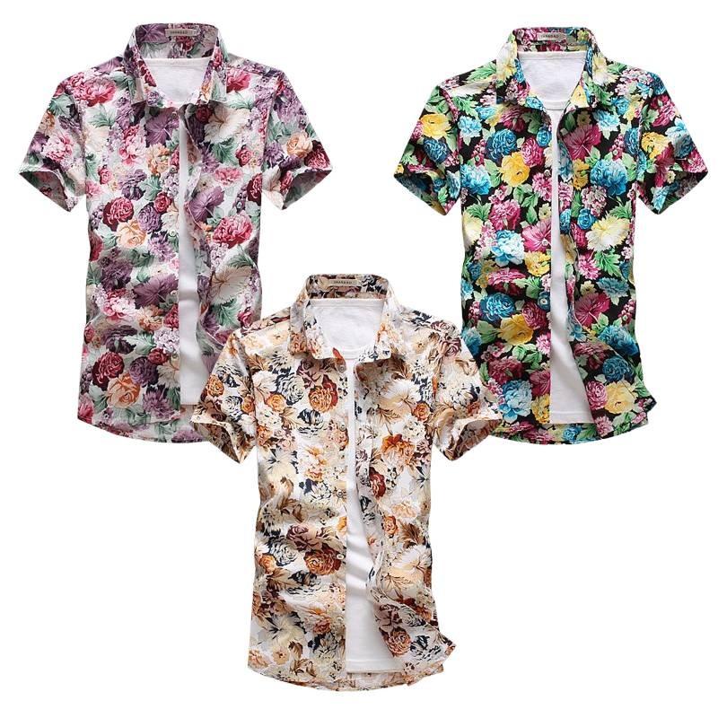 Stylish Summer Casual Floral Short Sleeve Shirt For Men In Plus Sizes With Comfortable Fit