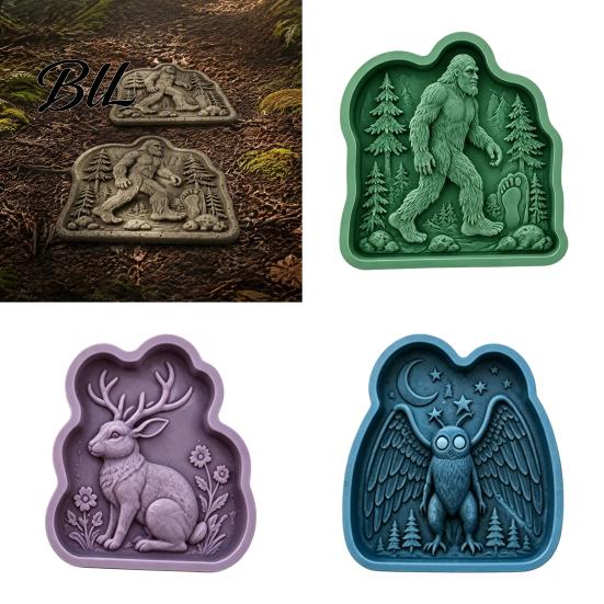 Garden Walkway Paver Reusable Rabbit Stepping Stone Mold, Concrete Cement Casting Mold for DIY Handmade Flagstone Maker Decor, Silicone Path