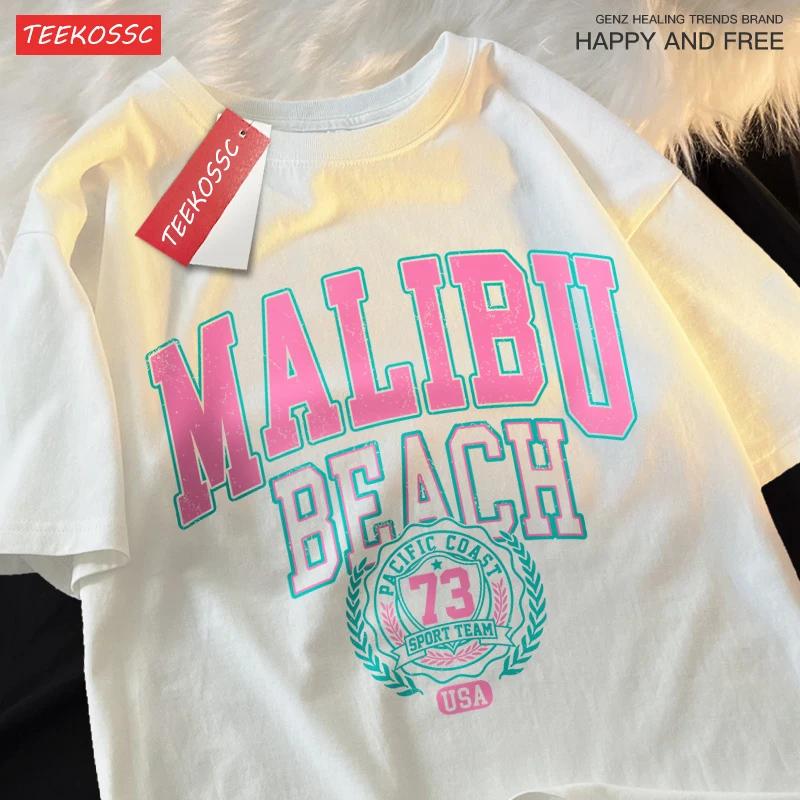 

ZX Tee Malibu Beach Simple Letter Printing Print Top Fashion T Shirt Loose T-Shirt Casual O-Neck Clothes Top my body my choice 4XL