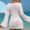 Women's Dress, Beach Cutout Fashion, Shell Metal Decoration, Hip-hugging Long-sleeved Knitted Beach Dress