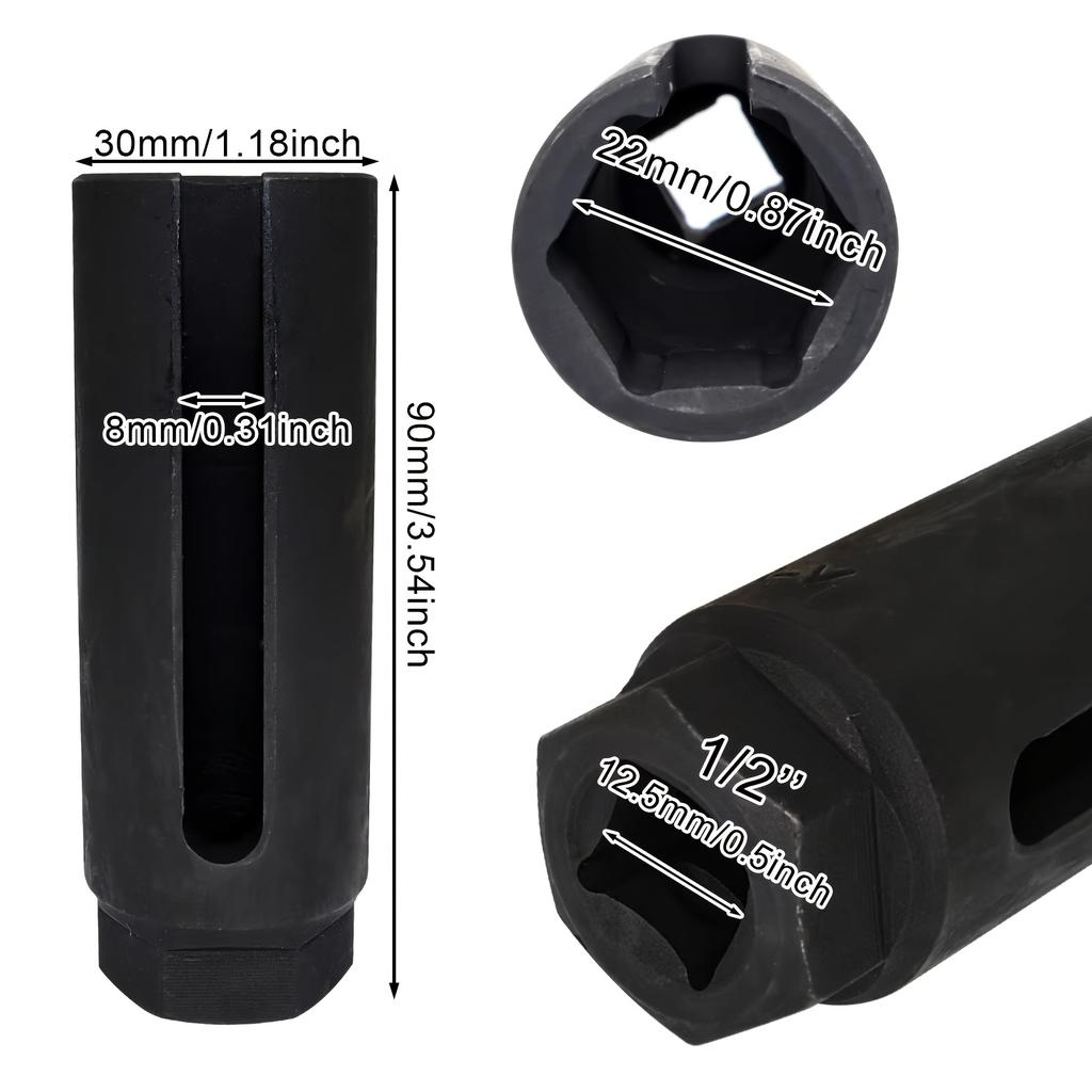 Black Narrow Mouth Oxygen Sensor Sleeve European-Style Cxygen Sensing Socket Wrench, Durable Steel, Ideal for Car Maintenance & Repair Tool