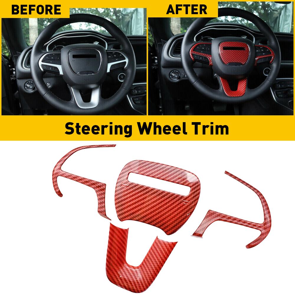 For Dodge Charger Challenger Durango 2015 2016 2017 2018   2022 Jeep Car Steering Wheel Frame Trim Cover
